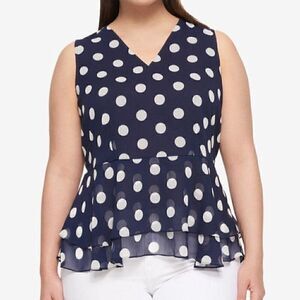 EUC Tommy Hilfiger Peplum Polka Dot Tank Size XL